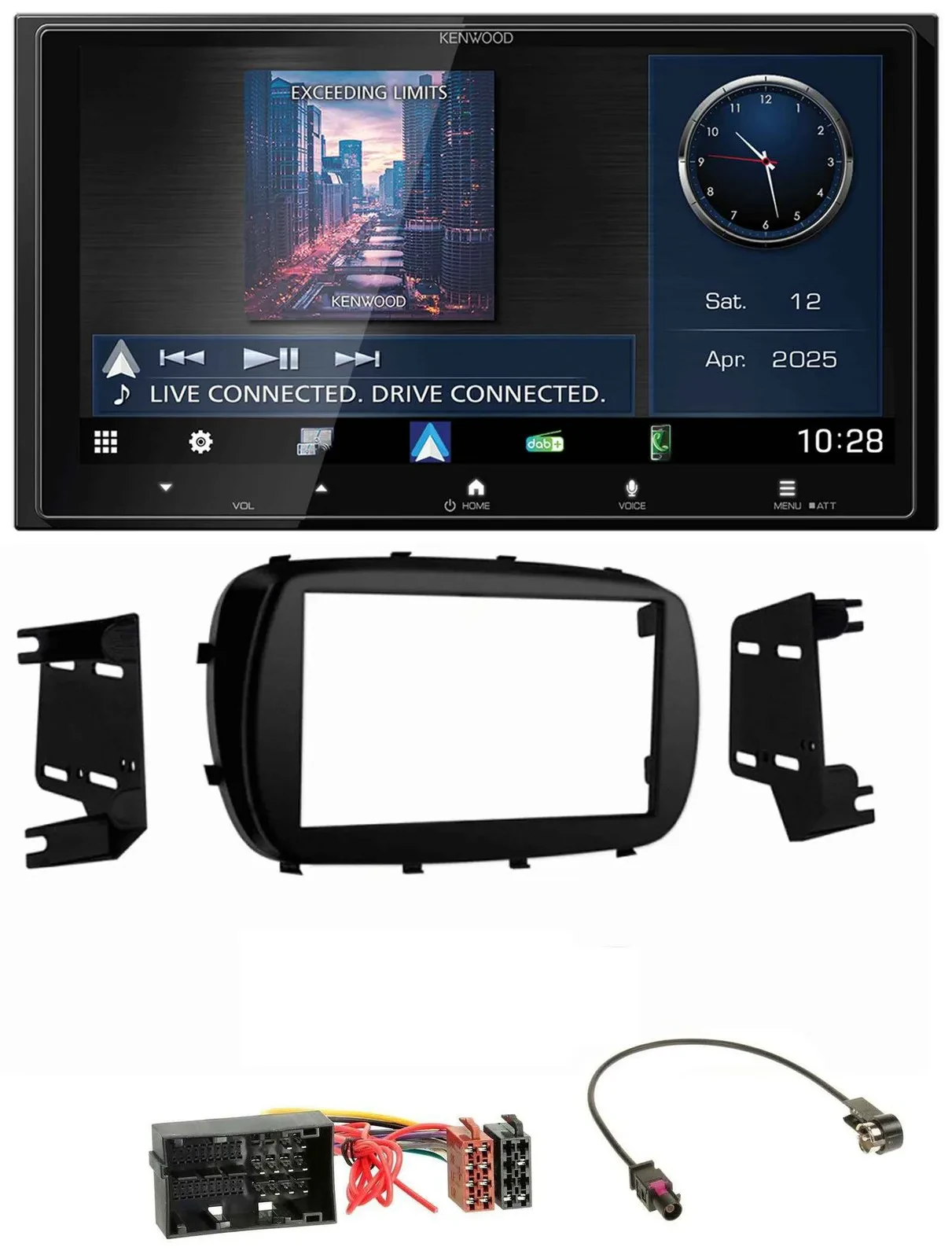 Kenwood Bluetooth 2DIN USB DAB MP3 Autoradio für Fiat 500X (ab 2015)