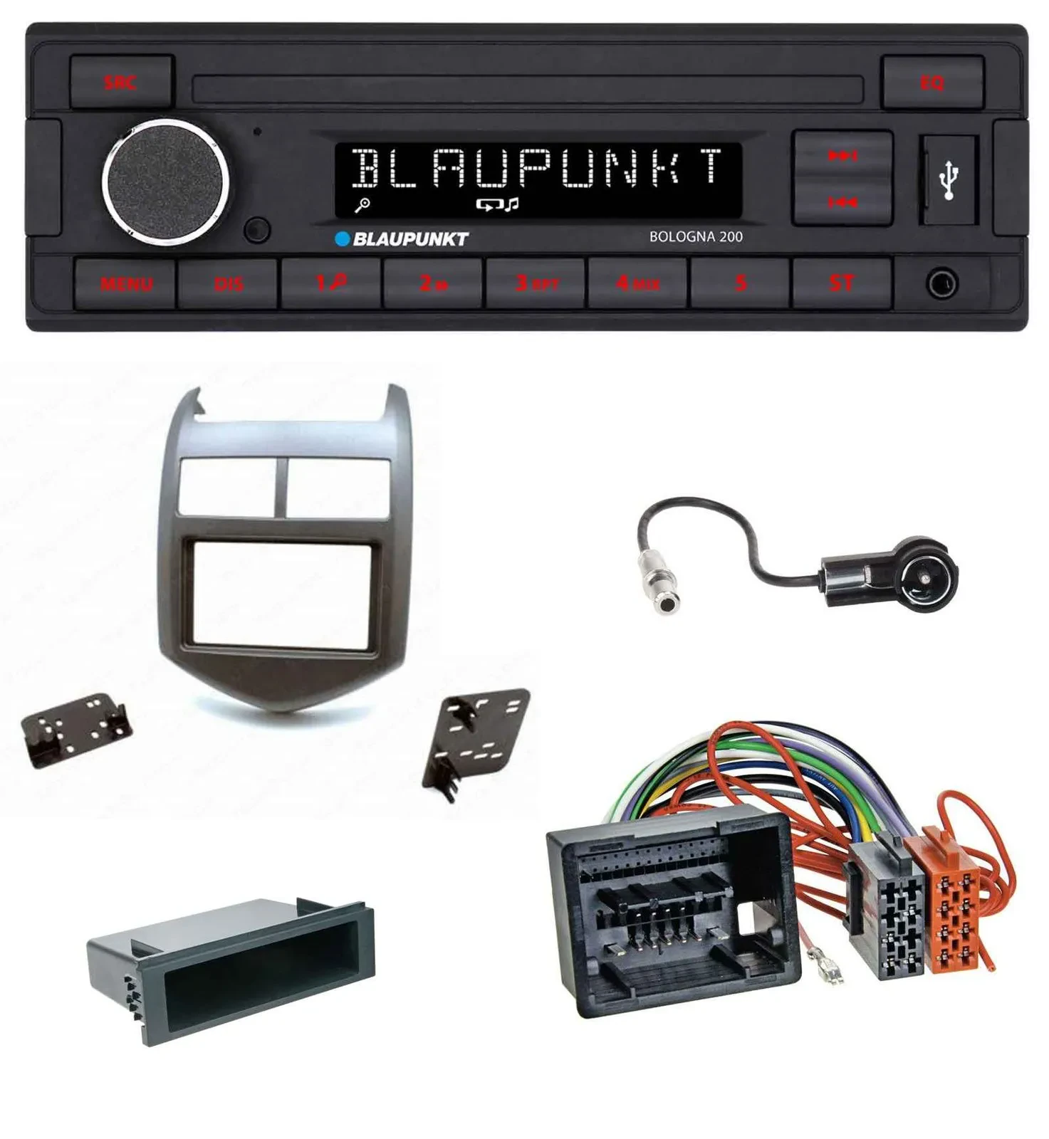 Автомагнитола для Chevrolet Aveo/Sonic (с 2011) Blaupunkt 1-DIN MP3 USB AUX тёмно-серый