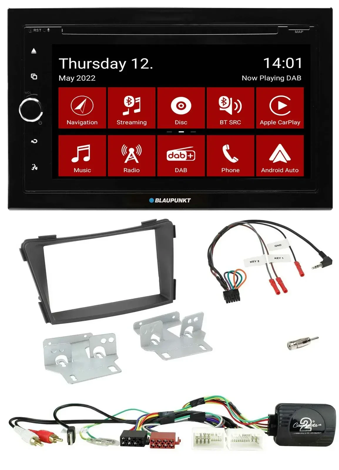 Blaupunkt 2DIN Lenkrad Bluetooth USB TMC DAB Navigation für Hyundai i40 11-19 AU