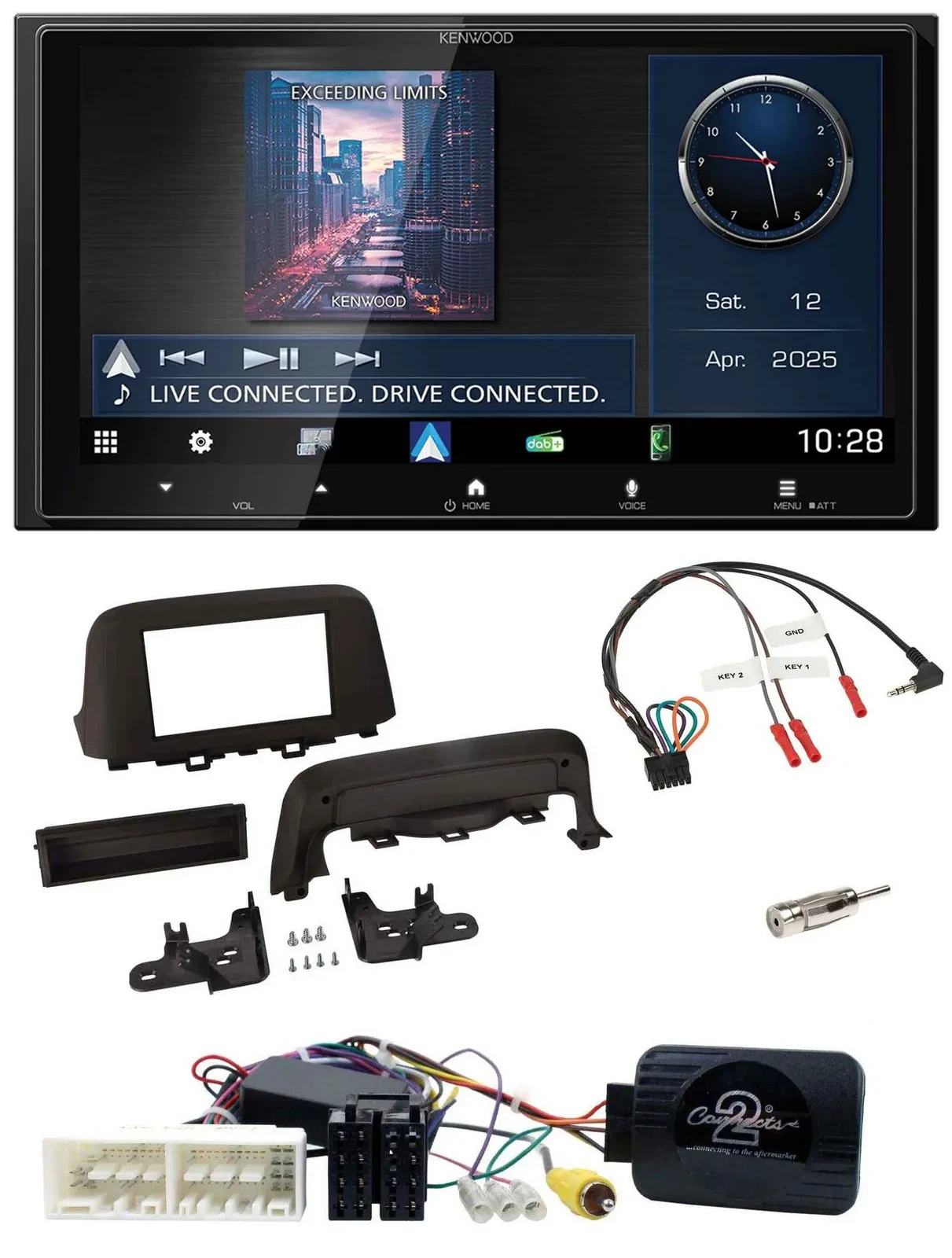 Kenwood Bluetooth 2DIN USB DAB Lenkrad Autoradio für Hyundai Kona ab 2013