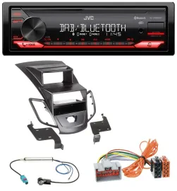 JVC Bluetooth USB DAB MP3 Autoradio für Ford Fiesta 08-10 Display schwarz