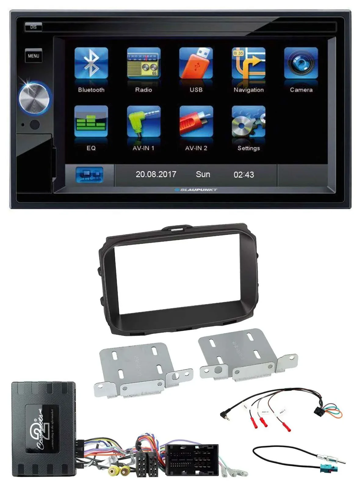 Blaupunkt 2DIN Bluetooth TMC USB Lenkrad SD Navigation für Alfa Giulietta Infoad