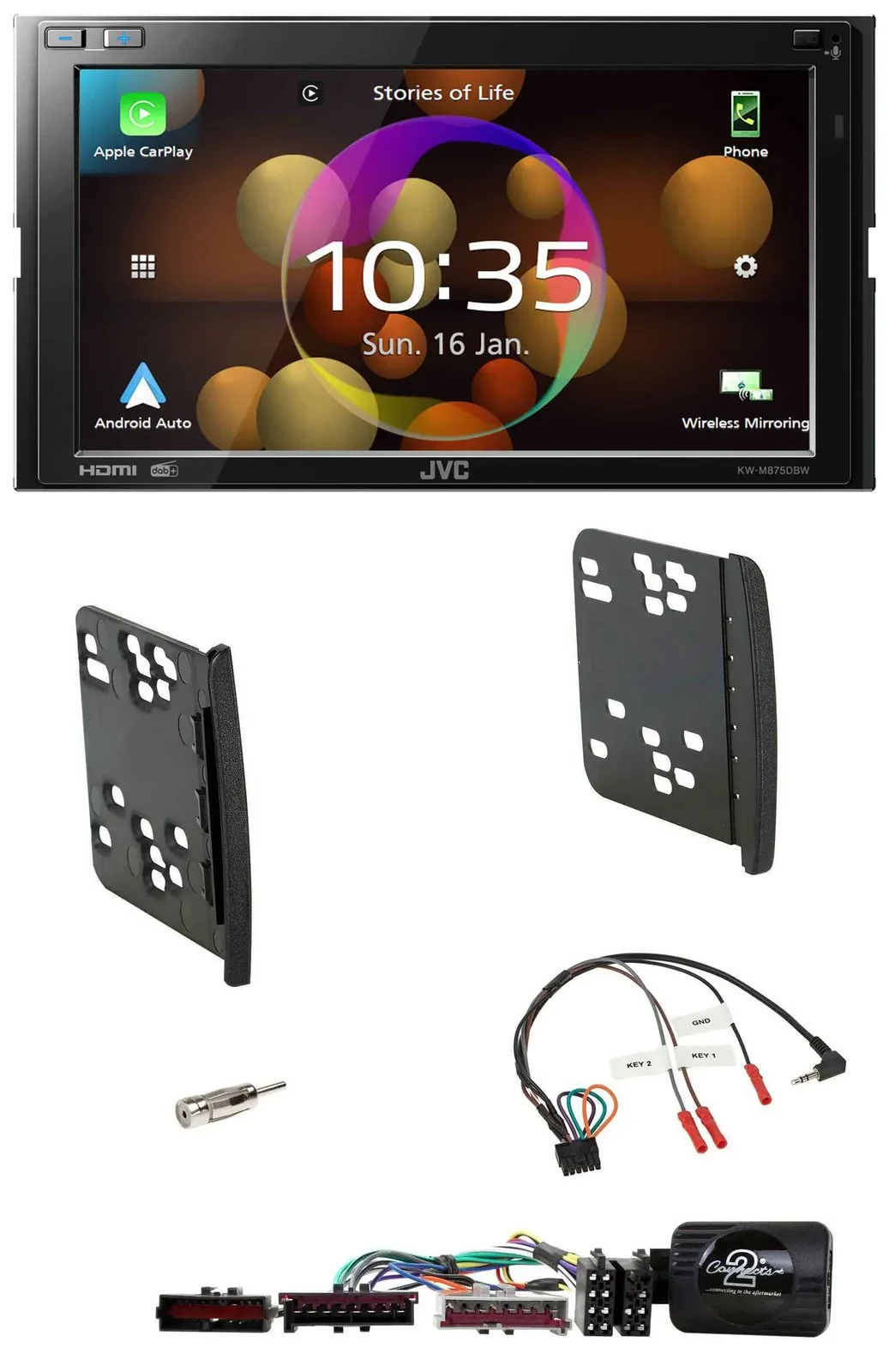 JVC DAB Lenkrad 2DIN Bluetooth USB Autoradio für Ford Focus Galaxy Mondeo