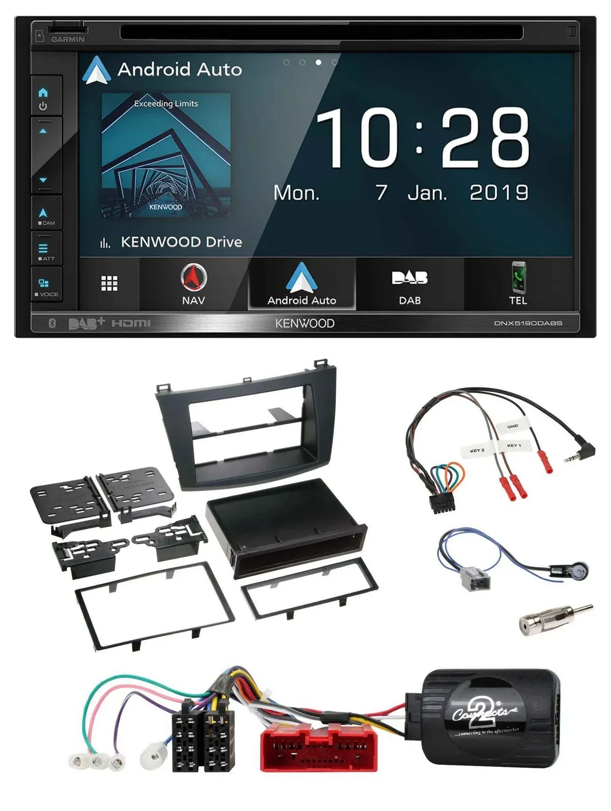 Kenwood DAB TMC USB 2DIN Lenkrad Bluetooth Navigation für Mazda 3 09-13 analog