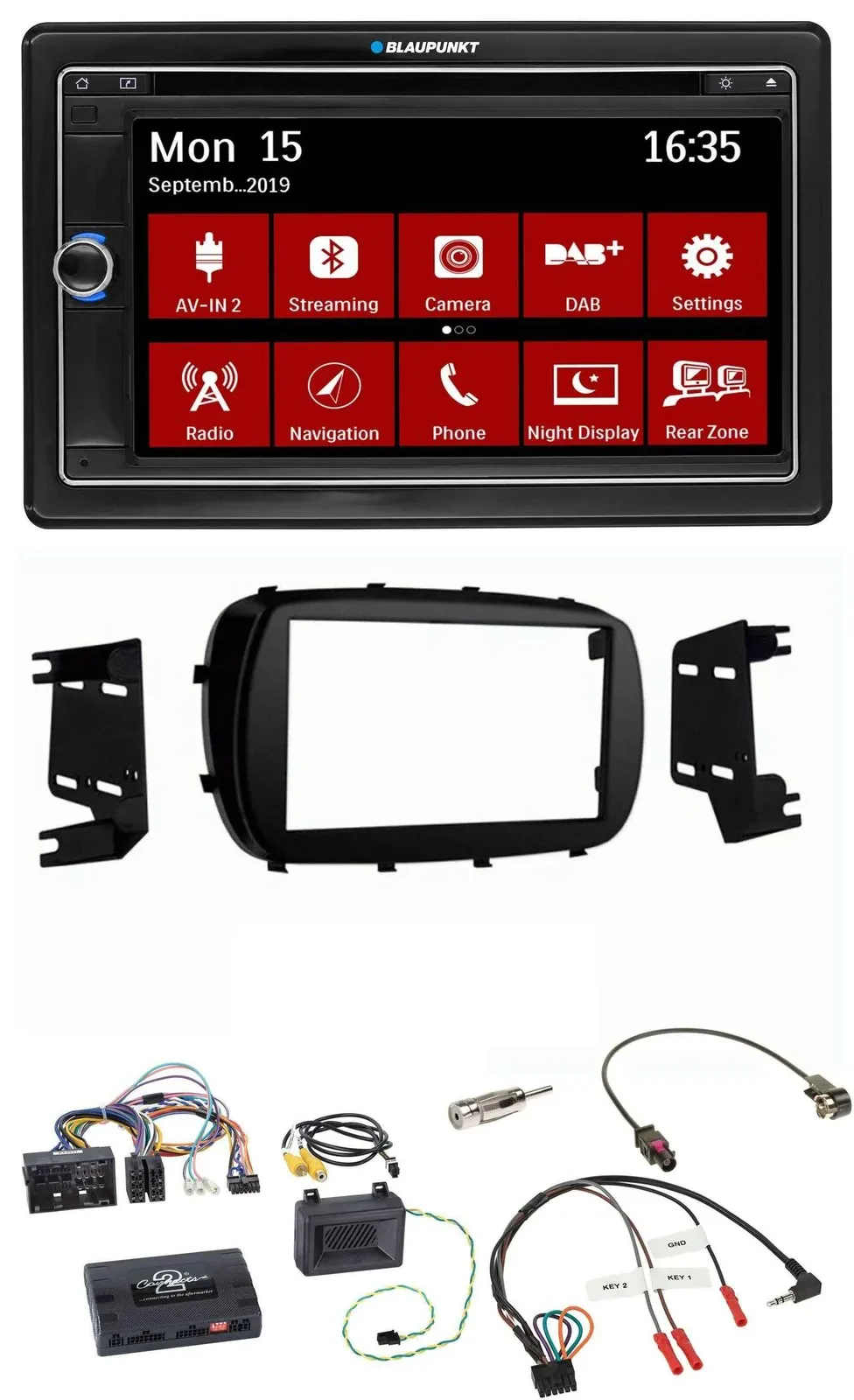 Blaupunkt 2DIN USB DAB Lenkrad Bluetooth TMC Navigation für Fiat 500X ab 2014