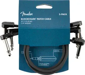 Fender Blockchain 12" Pedal Patch Cables, 3-pack, Angle/Angle