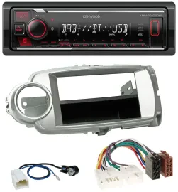 Автомагнитола Kenwood для Toyota Yaris (2011–2014) MP3 Bluetooth USB DAB серебристая