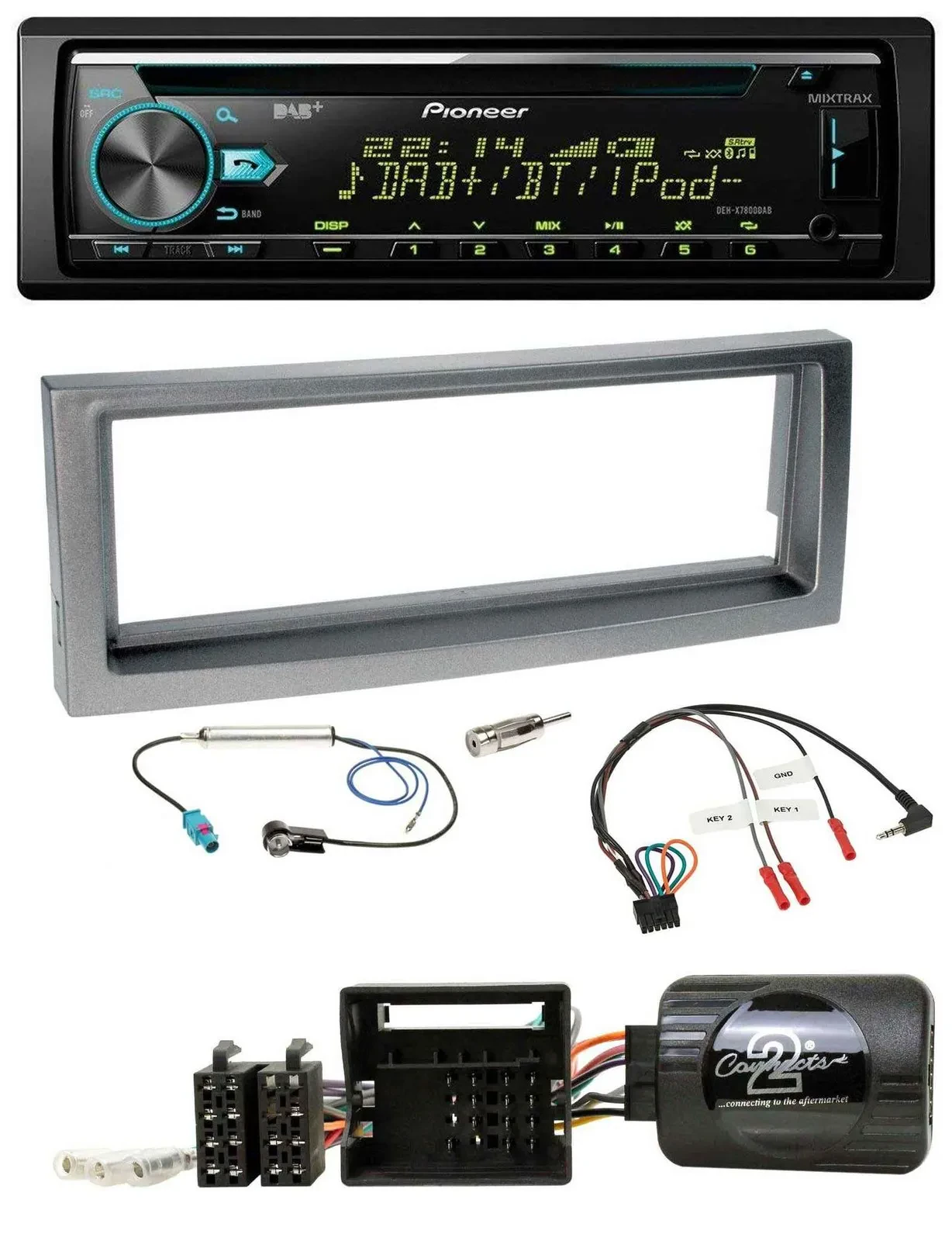 Автомагнитола для Citroen C5 (с 2005) Pioneer DAB, CD, USB, Bluetooth, серо-металлик, поддержка управления на руле