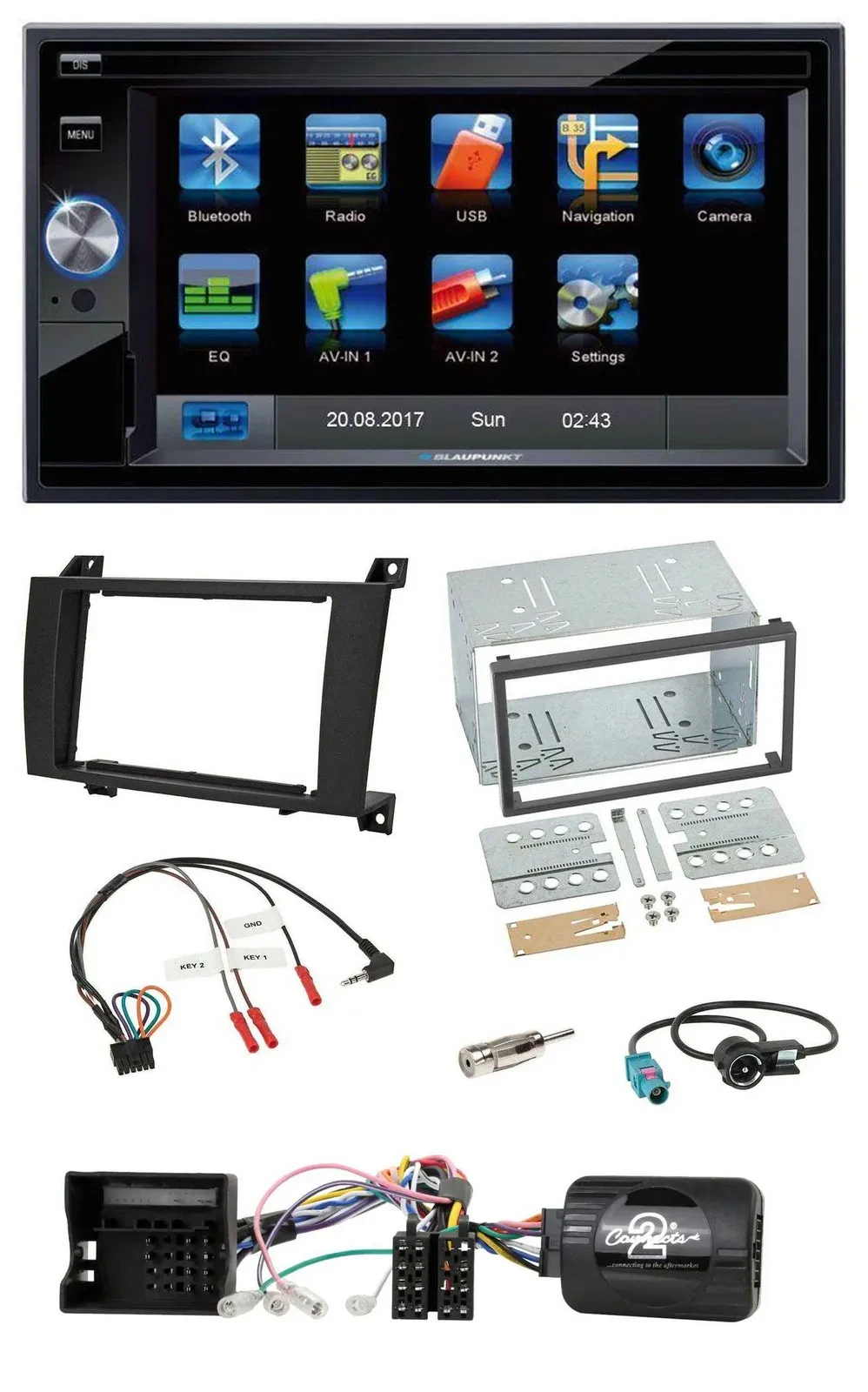 Blaupunkt 2DIN Bluetooth TMC USB Lenkrad SD Navigation für Mercedes SLK R171 200