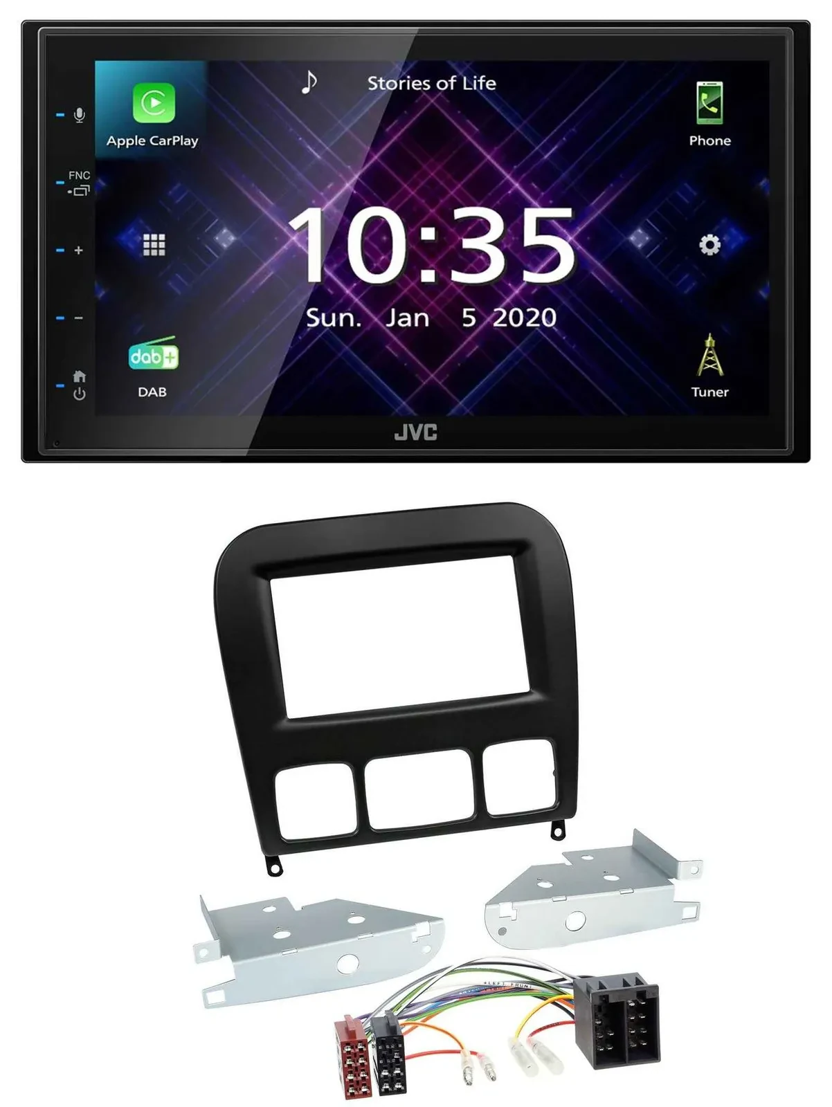 JVC DAB 2DIN MP3 Bluetooth USB Autoradio für Mercedes S-Klasse 1998-2005 schwarz