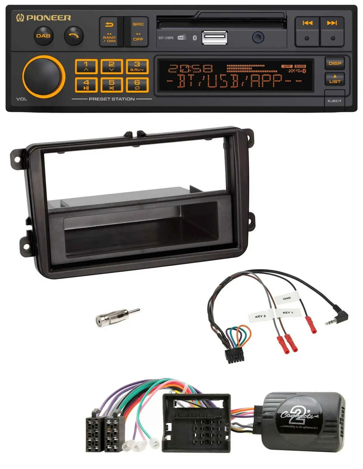 Pioneer DAB Lenkrad USB Bluetooth Autoradio für Skoda Fabia 5J 2007-2014