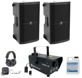Pair Mackie Thump210XT 10" 1400w Powered DJ PA Speakers+Headphones+Fog Machine