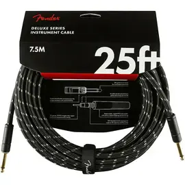 Инструментальный кабель Fender Deluxe Series Straight to Straight Instrument Cable 25 ft. Black Tweed