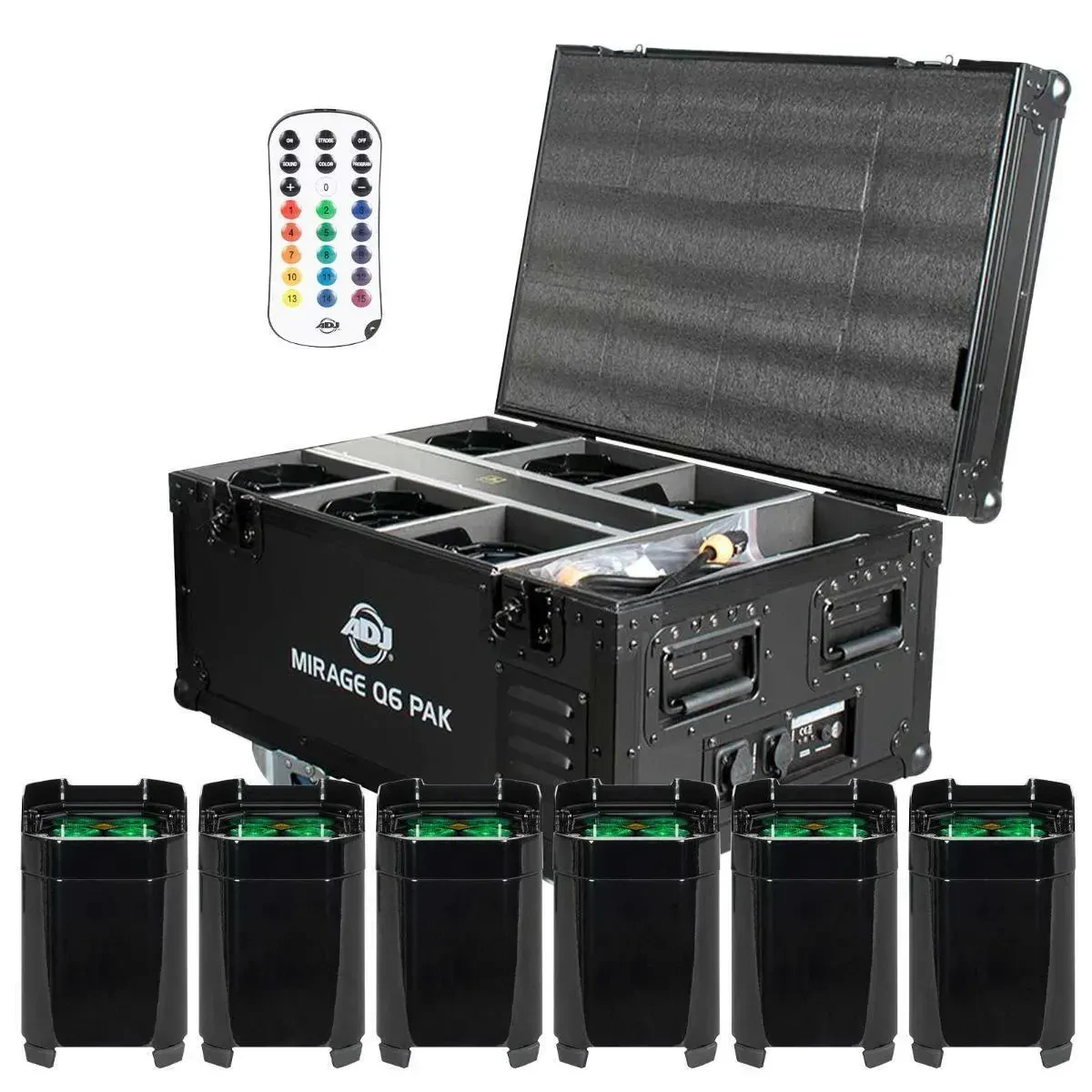 Светодиодный прибор American DJ MIRAGE Q6 PAK BLACK IP65 с кейсом (6 штук)