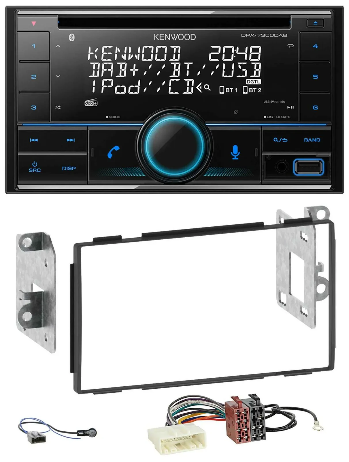Автомагнитола для Nissan Qashqai 2007–2013 Kenwood CD, 2 DIN, DAB, USB, MP3, Bluetooth