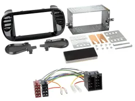 Einbauset Doppel DIN Autoradio für Fiat 500 bis 2012 glänzend schwarz