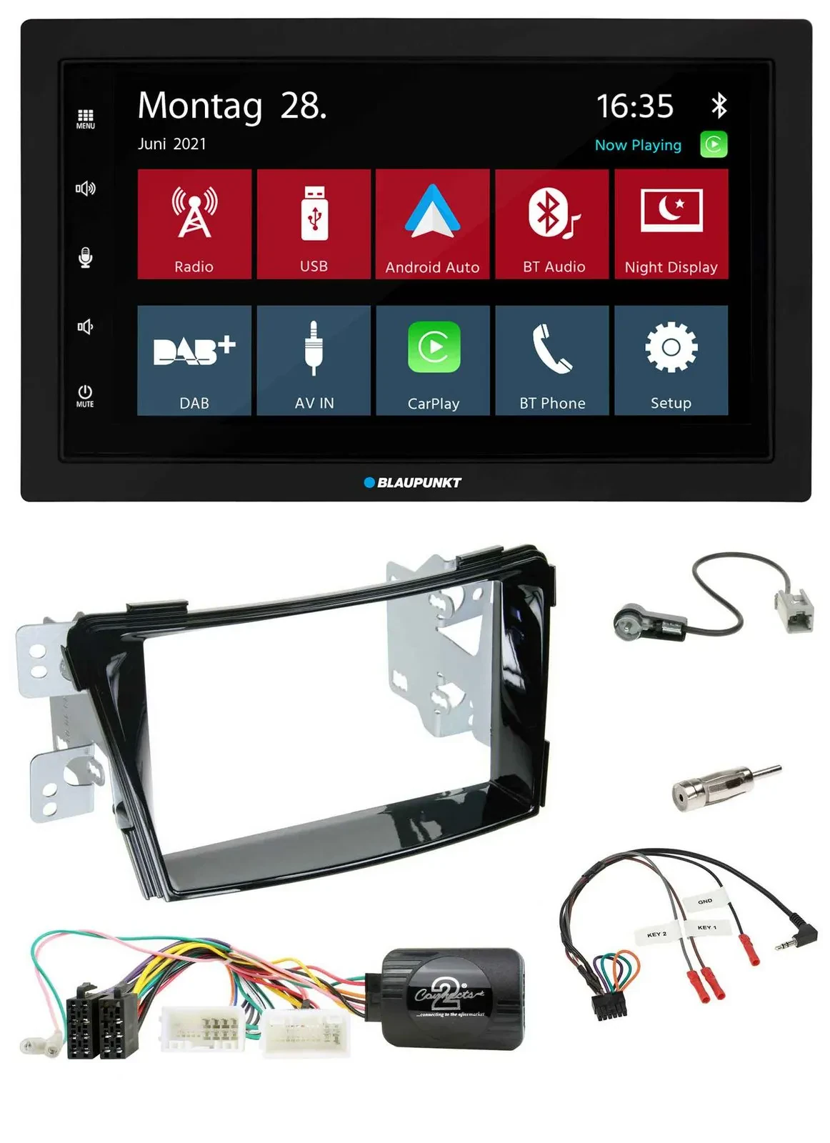Blaupunkt Lenkrad Bluetooth DAB 2DIN USB Autoradio für Hyundai i40 ab 2011 VF Kl