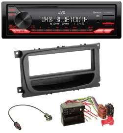 Автомагнитола JVC Bluetooth USB DAB MP3 для Ford Mondeo/S‑Max (2007–2014), черная, с карманом