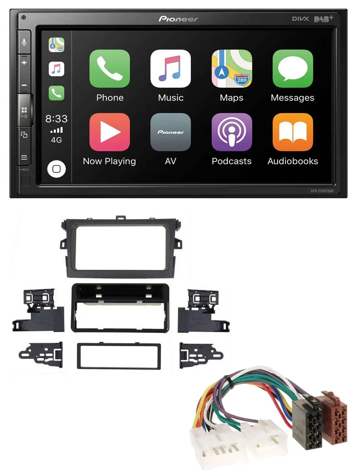 Pioneer USB MP3 DAB 2DIN Bluetooth Autoradio für Toyota Corolla 2009-2013 silber