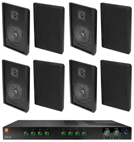 Настенная акустика JBL Rock Slim 70B Black с усилителем (8 штук)