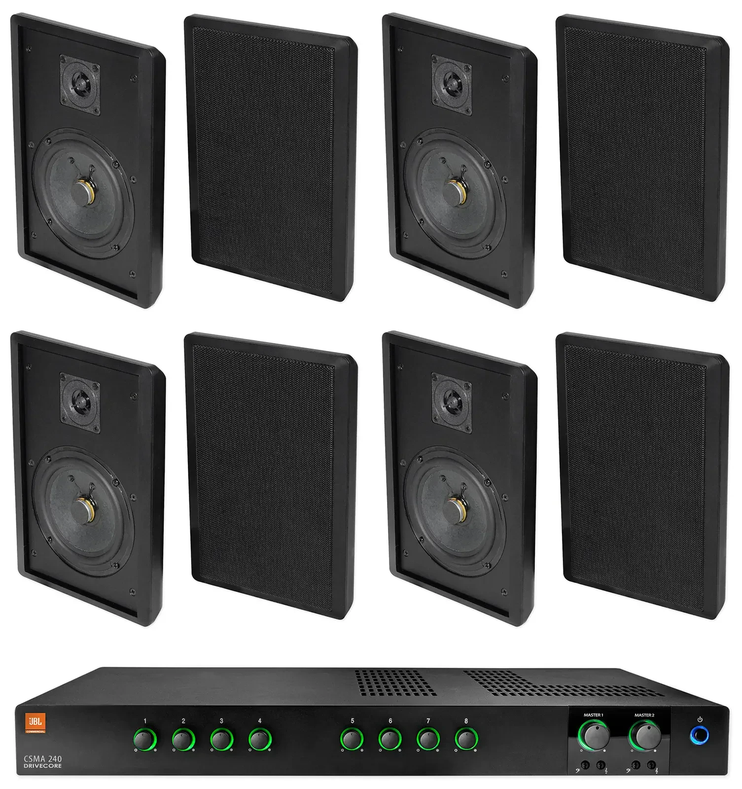 Настенная акустика JBL Rock Slim 70B Black с усилителем (8 штук)