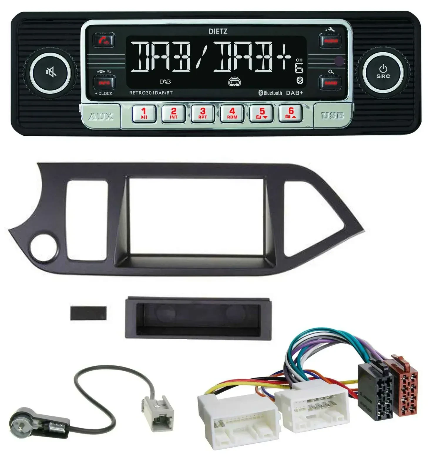Dietz USB DAB MP3 Bluetooth Autoradio für Kia Picanto ab 2011 Start-Stop