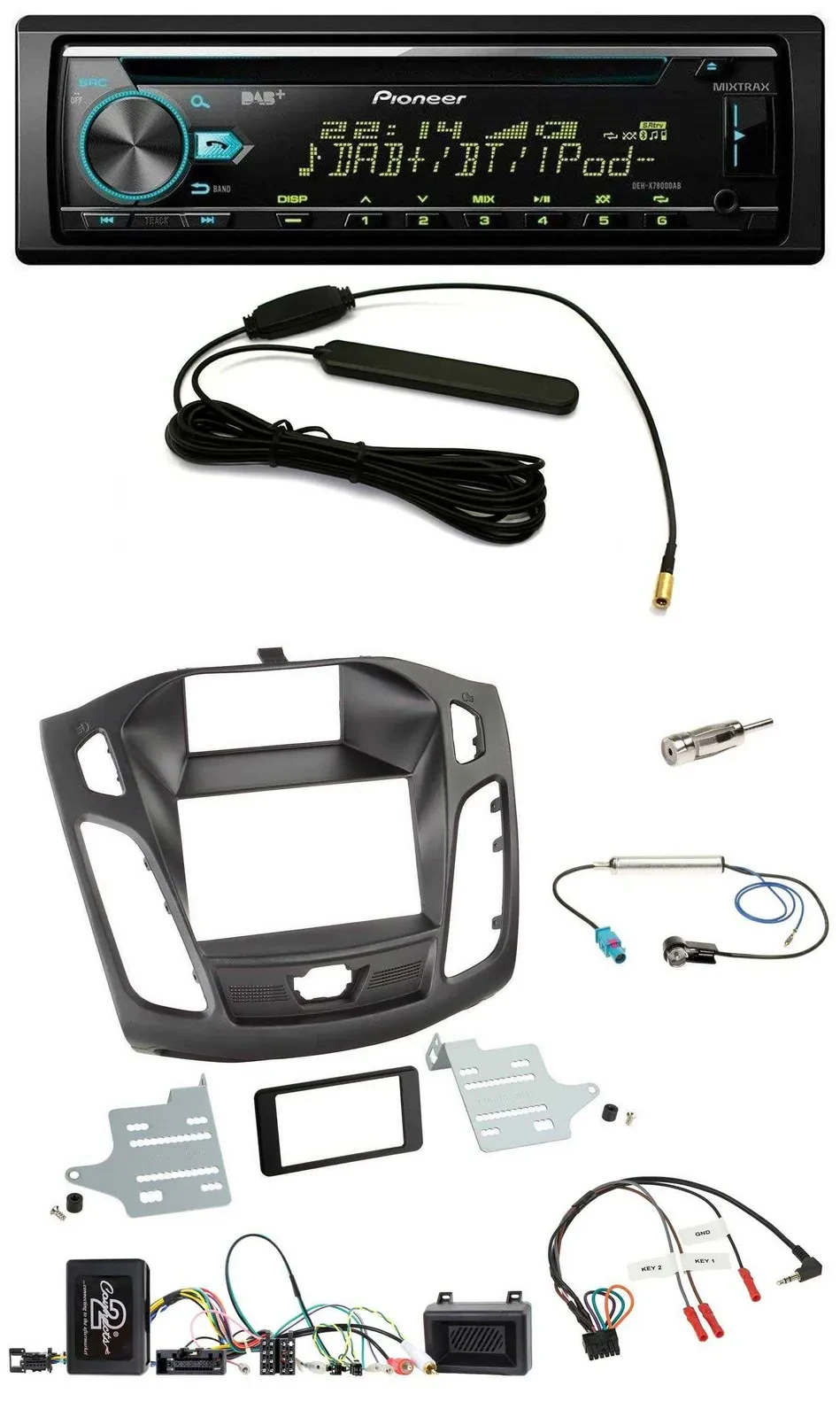 Pioneer CD MP3 Lenkrad DAB USB Autoradio für Ford Focus DYB 2011-2014