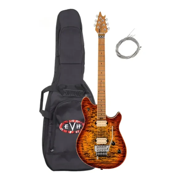 EVH Wolfgang Special QM Tiger Eye Glow Electric Guitar Bundle