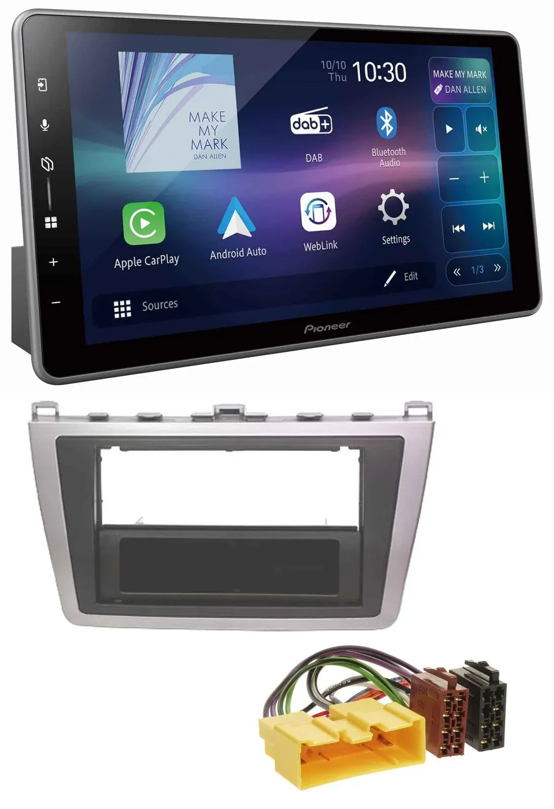 Автомагнитола Pioneer Bluetooth USB DAB MP3 для Mazda 6 (2008–2012) серебристо-чёрная