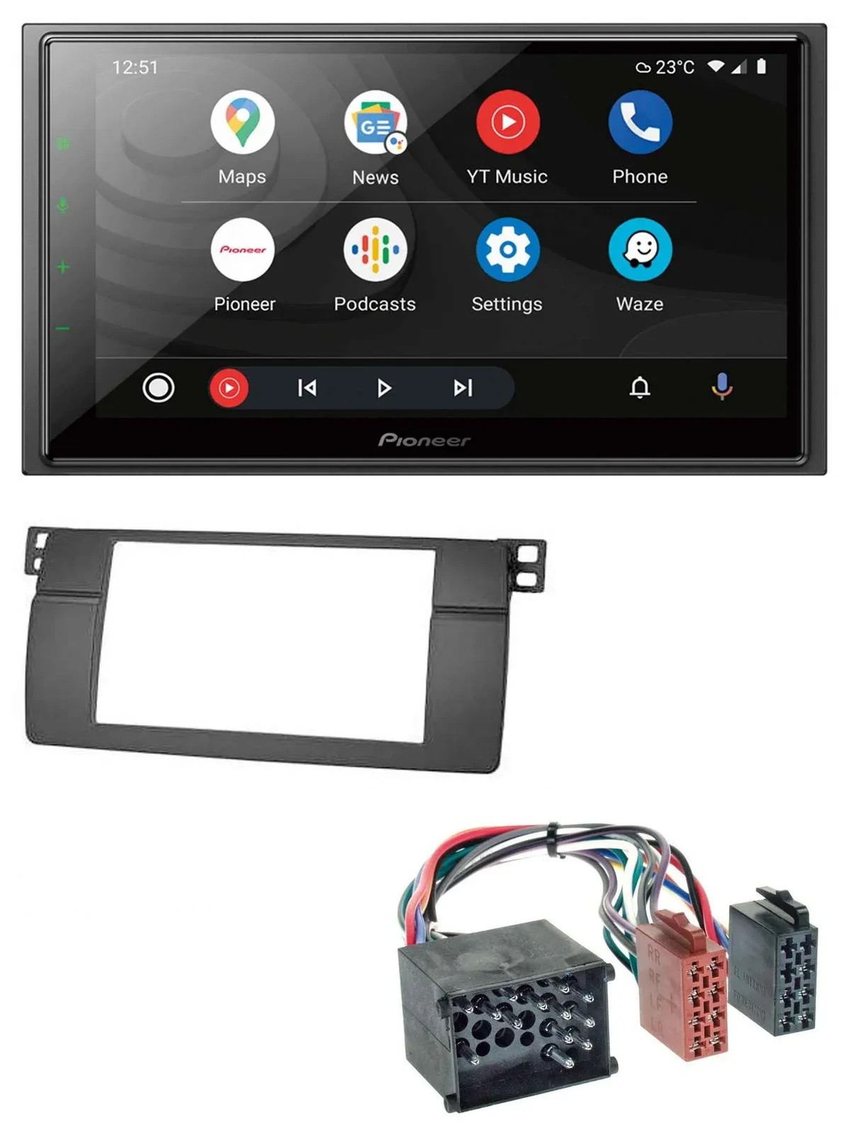 Pioneer USB 2DIN DAB MP3 Bluetooth Autoradio für BMW 3er E46 mit großem Navi Run