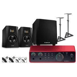 Focusrite Scarlett 2i2 Gen 4 w/Adam Audio T-Series Monitor/Sub/Stands/Cables T5V