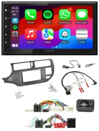 Kenwood Lenkrad USB DAB 2DIN Bluetooth Autoradio für Kia Rio 11-15 UB anthrazit