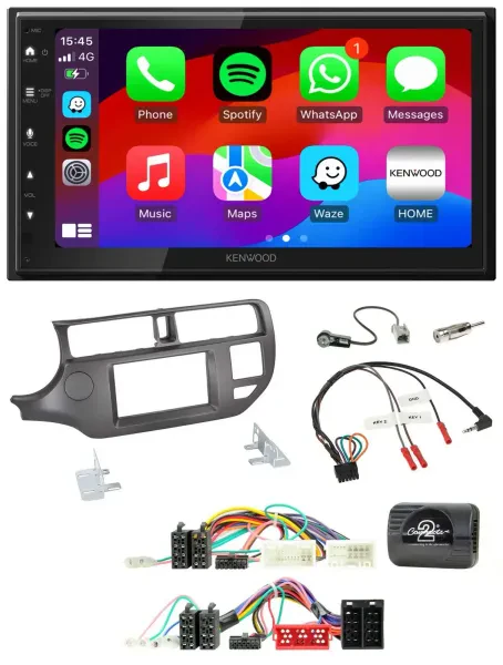 Kenwood Lenkrad USB DAB 2DIN Bluetooth Autoradio für Kia Rio 11-15 UB anthrazit