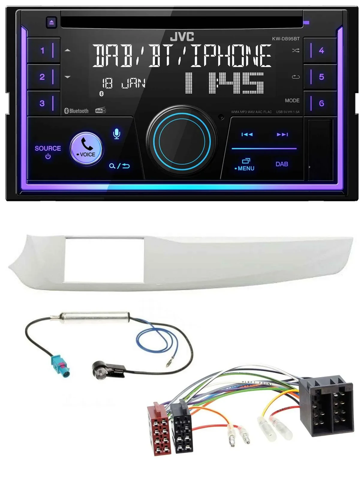 Автомагнитола для Alfa Romeo Giulietta 2010–2013 JVC 2 DIN, CD, USB, Bluetooth, DAB, MP3