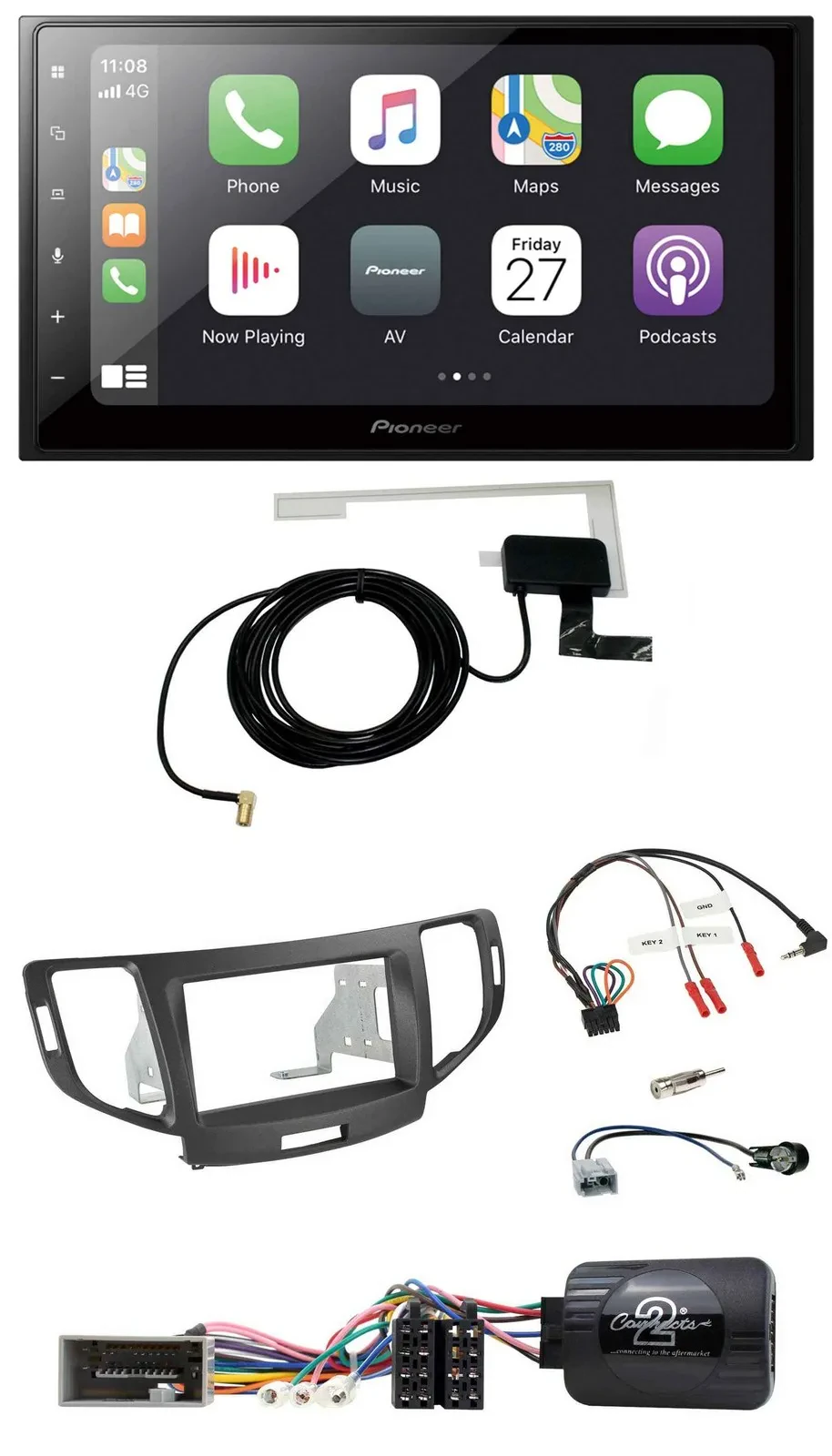 Автомагнитола Pioneer для Honda Accord 2008–2015 2DIN, Bluetooth, DAB, USB, антрацит