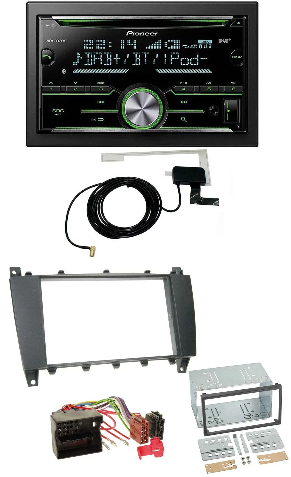 Pioneer CD USB MP3 Bluetooth 2DIN DAB Autoradio für Mercedes C-Klasse
