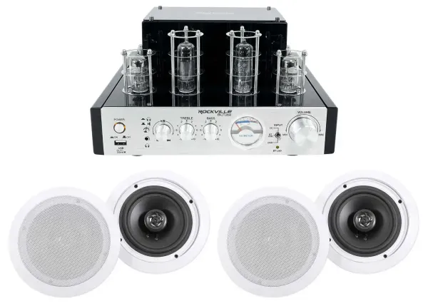 Rockville BluTube Tube Amplifier/Home Theater Receiver+(4) 6.5" Ceiling Speakers