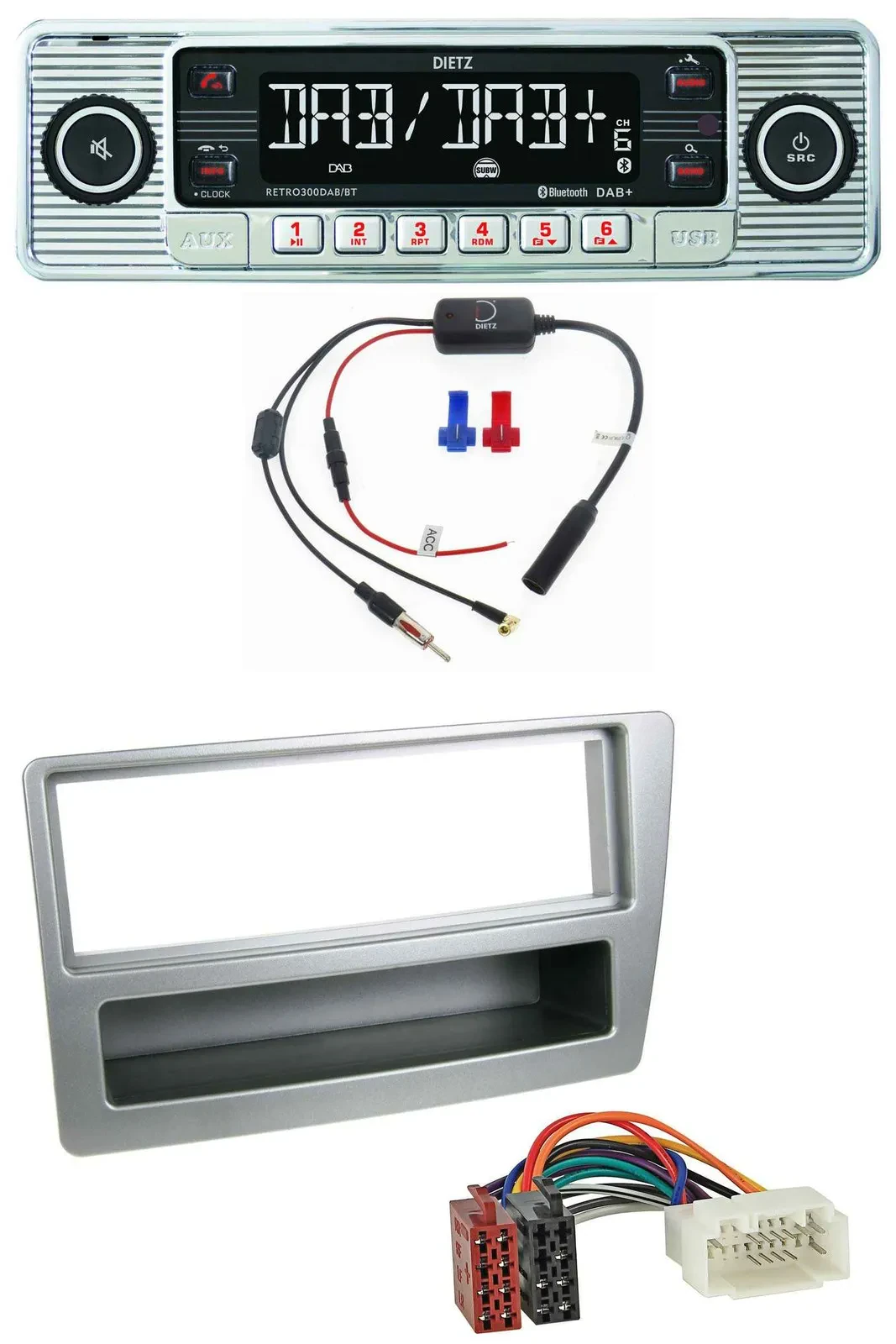 Dietz DAB USB MP3 Bluetooth Autoradio für Honda Civic 04-06 silber autom. Klima