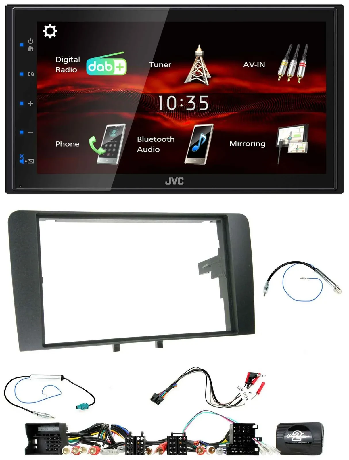 JVC USB Bluetooth Lenkrad DAB 2DIN Autoradio für Audi A3 8P 2003-2012 Aktivsyste