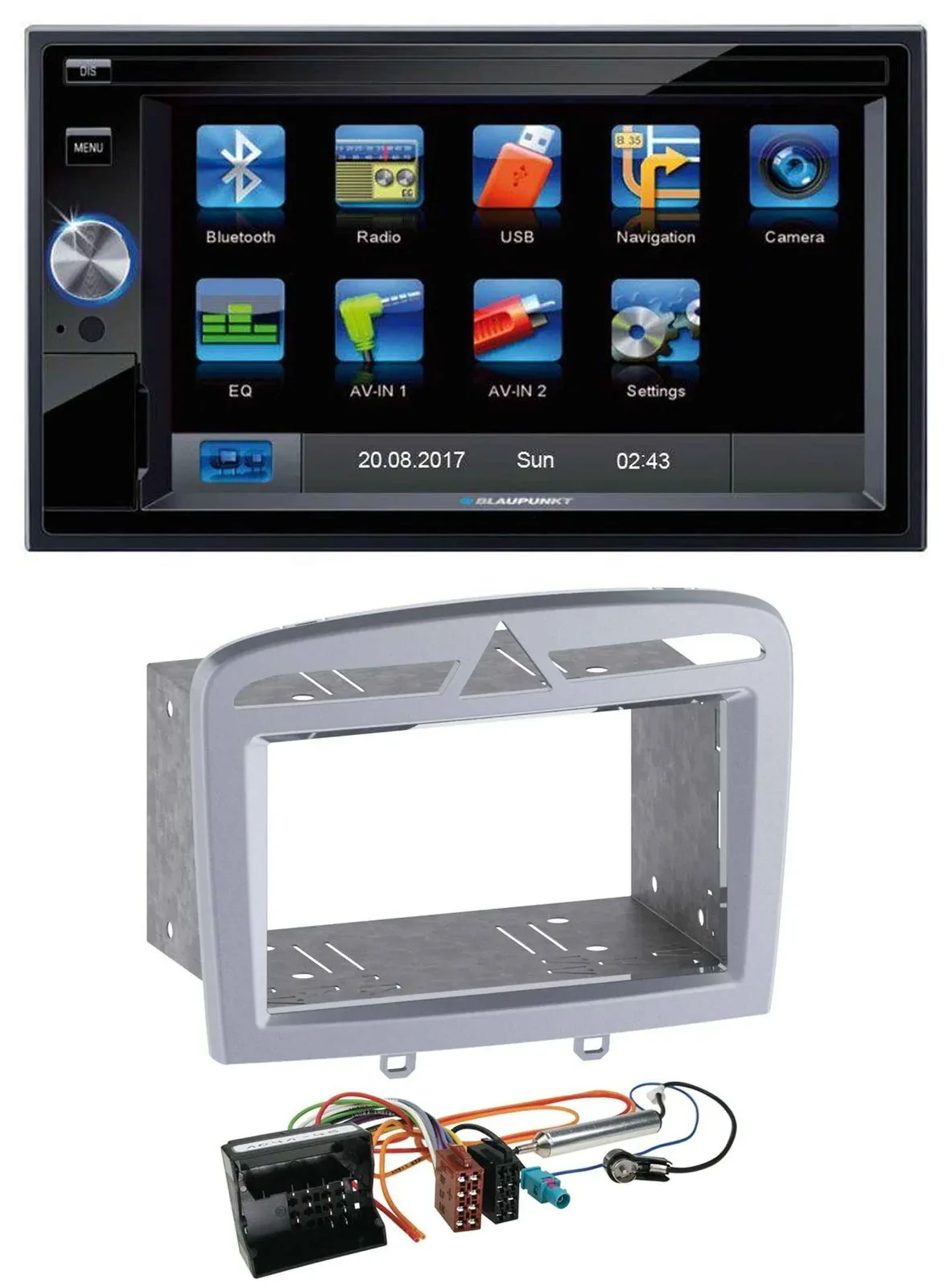 Автомагнитола Blaupunkt 2DIN Bluetooth USB AUX SD MP3 для Peugeot 308 (2009–2013) тёплое серебро