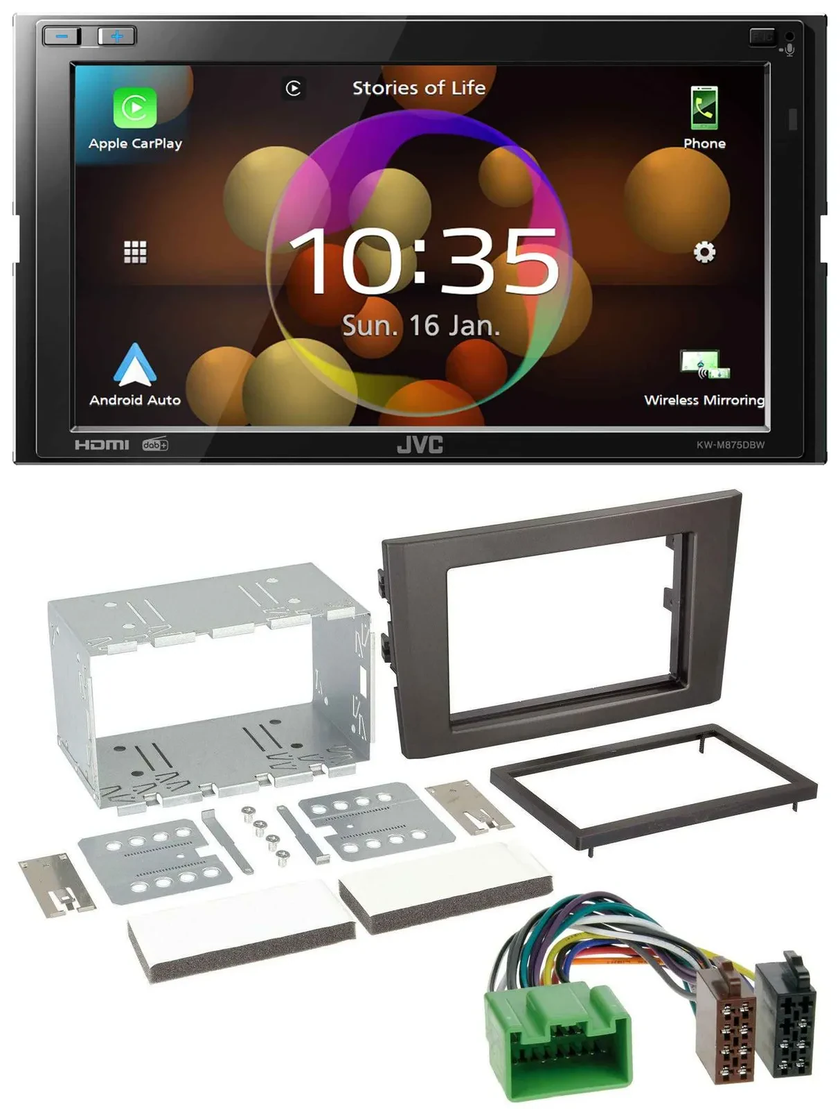 JVC DAB MP3 2DIN Bluetooth USB Autoradio für Volvo XC 90 07-14 16 Pin