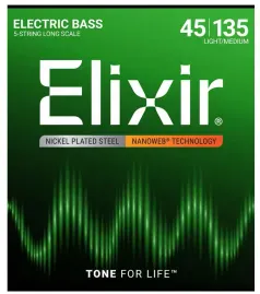 Струны для бас-гитары Elixir 14207 NanoWeb Medium 45-135