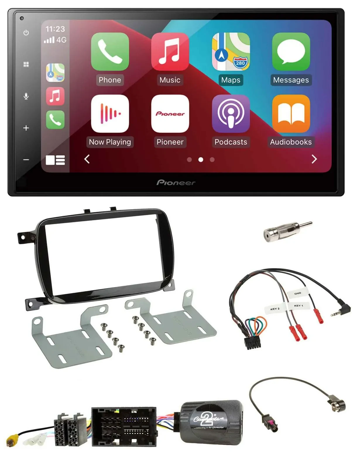 Pioneer USB Lenkrad DAB 2DIN Bluetooth Autoradio für 500 X ab 2016 Facelift Pian