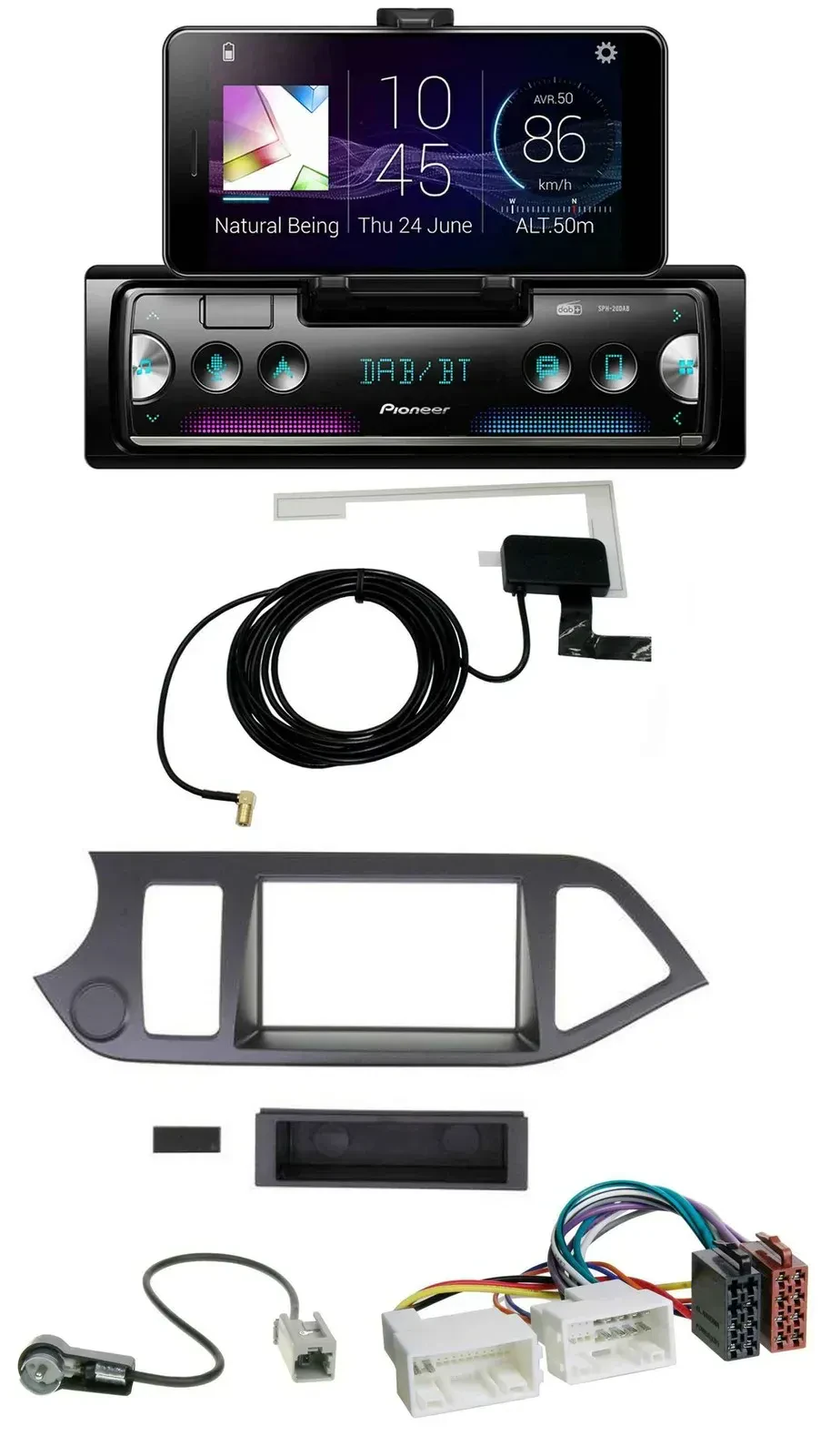 Автомагнитола для Kia Picanto (с 2011, без Start-Stop) Pioneer DAB, Bluetooth, MP3, USB