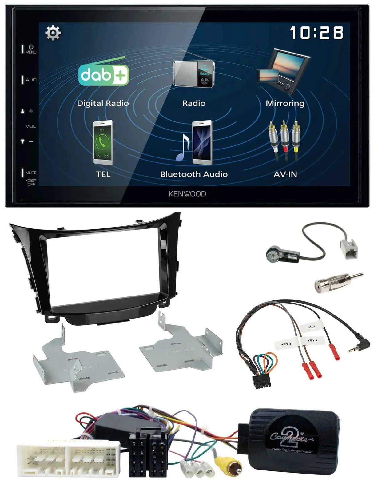 Автомагнитола Kenwood 2DIN Bluetooth USB DAB для Hyundai i30 (с 2017)