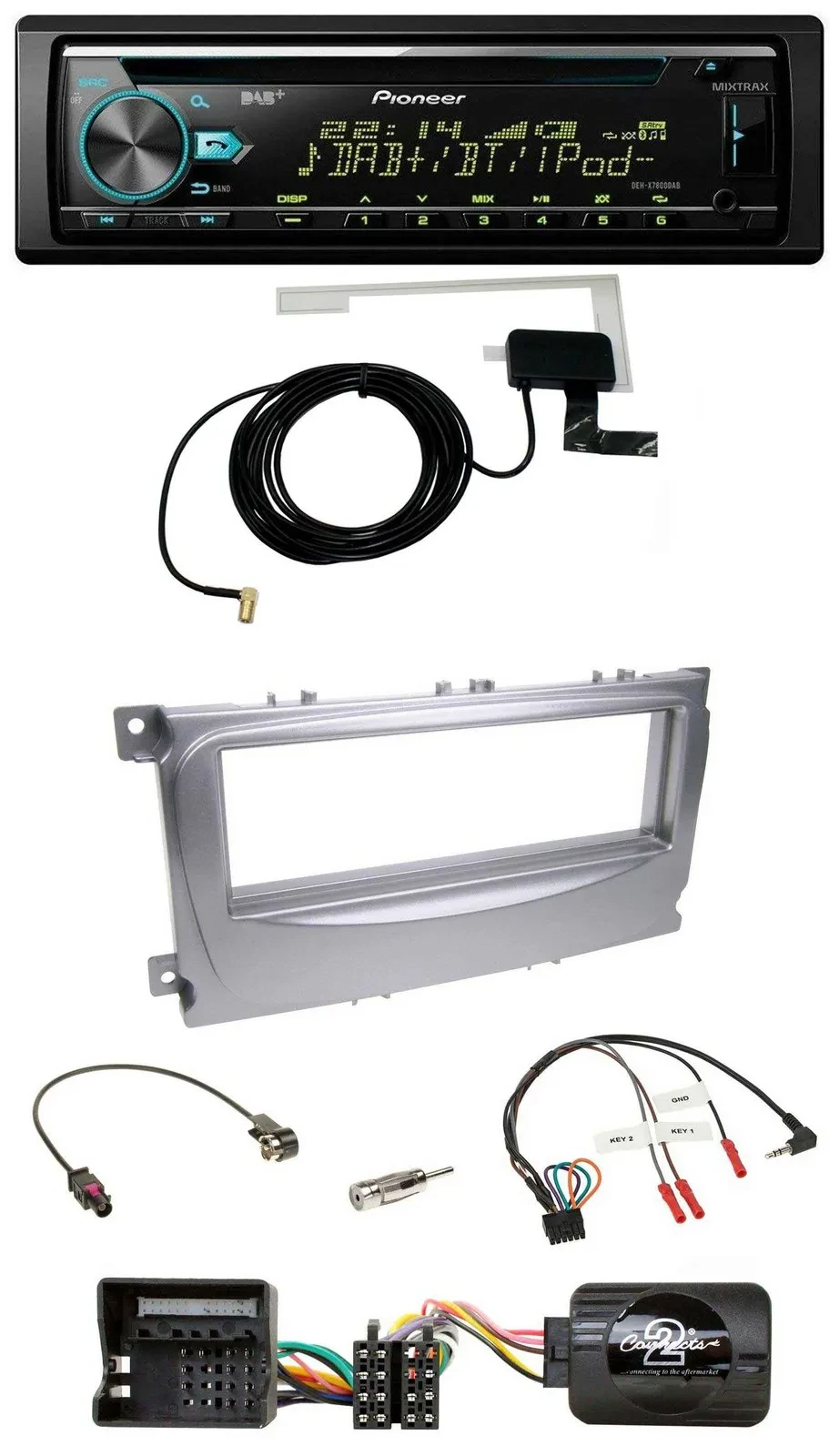 Pioneer MP3 Lenkrad CD USB DAB Autoradio für Ford Galaxy C-Max ab 2007 Focus sil