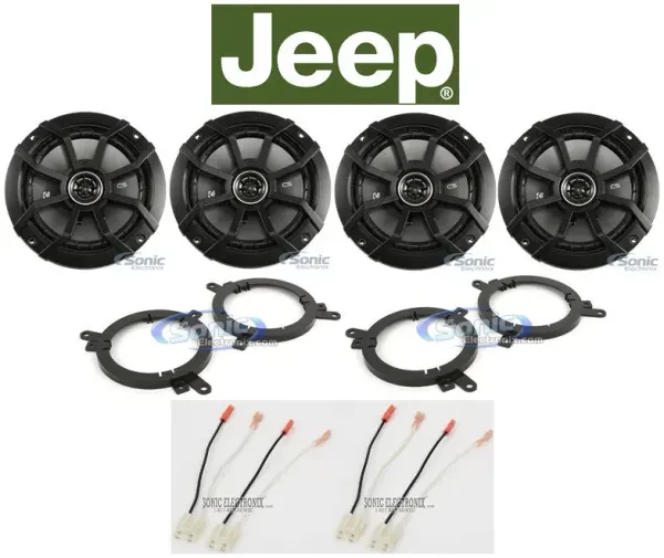 Kicker 6.5" Front+Rear Speaker Replacement Kit For 1996-1998 Jeep Grand Cherokee