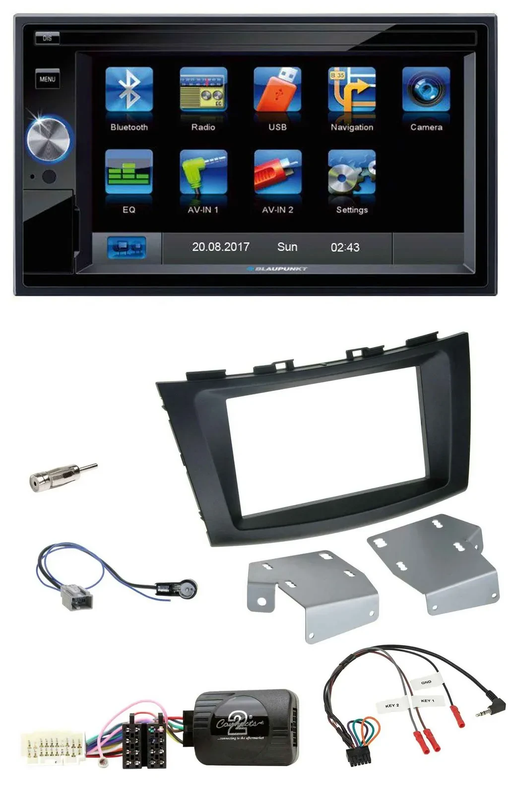 Blaupunkt Lenkrad USB Bluetooth TMC 2DIN Navigation für Suzuki Swift ab 2011