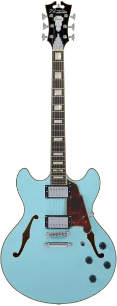 Электрогитара полуакустическая D'Angelico Premier DC Sky Blue with Stopbar Tailpiece