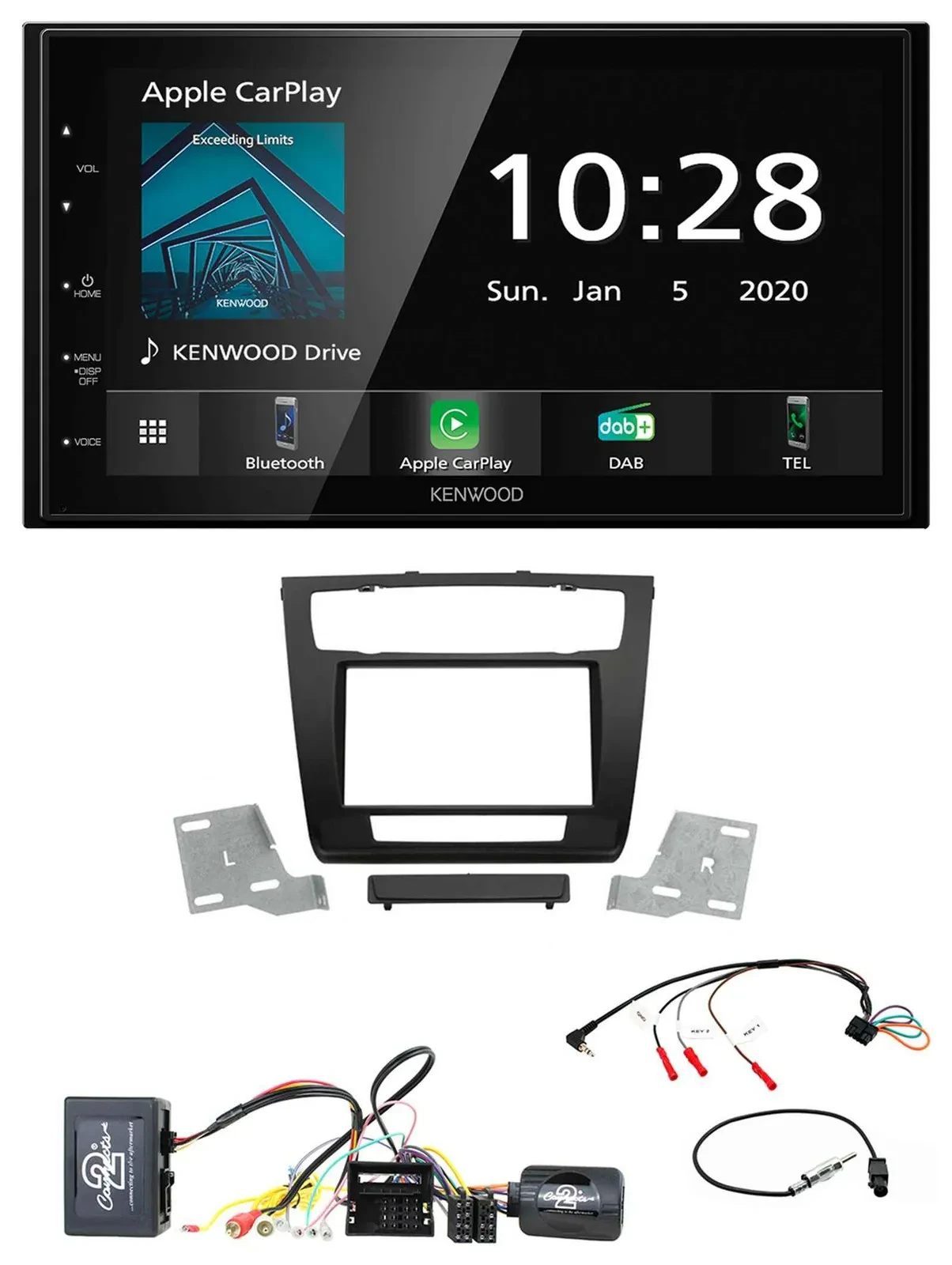 Kenwood Bluetooth Lenkrad DAB USB 2DIN Autoradio für BMW 1er Aktiv aut. Klima E8